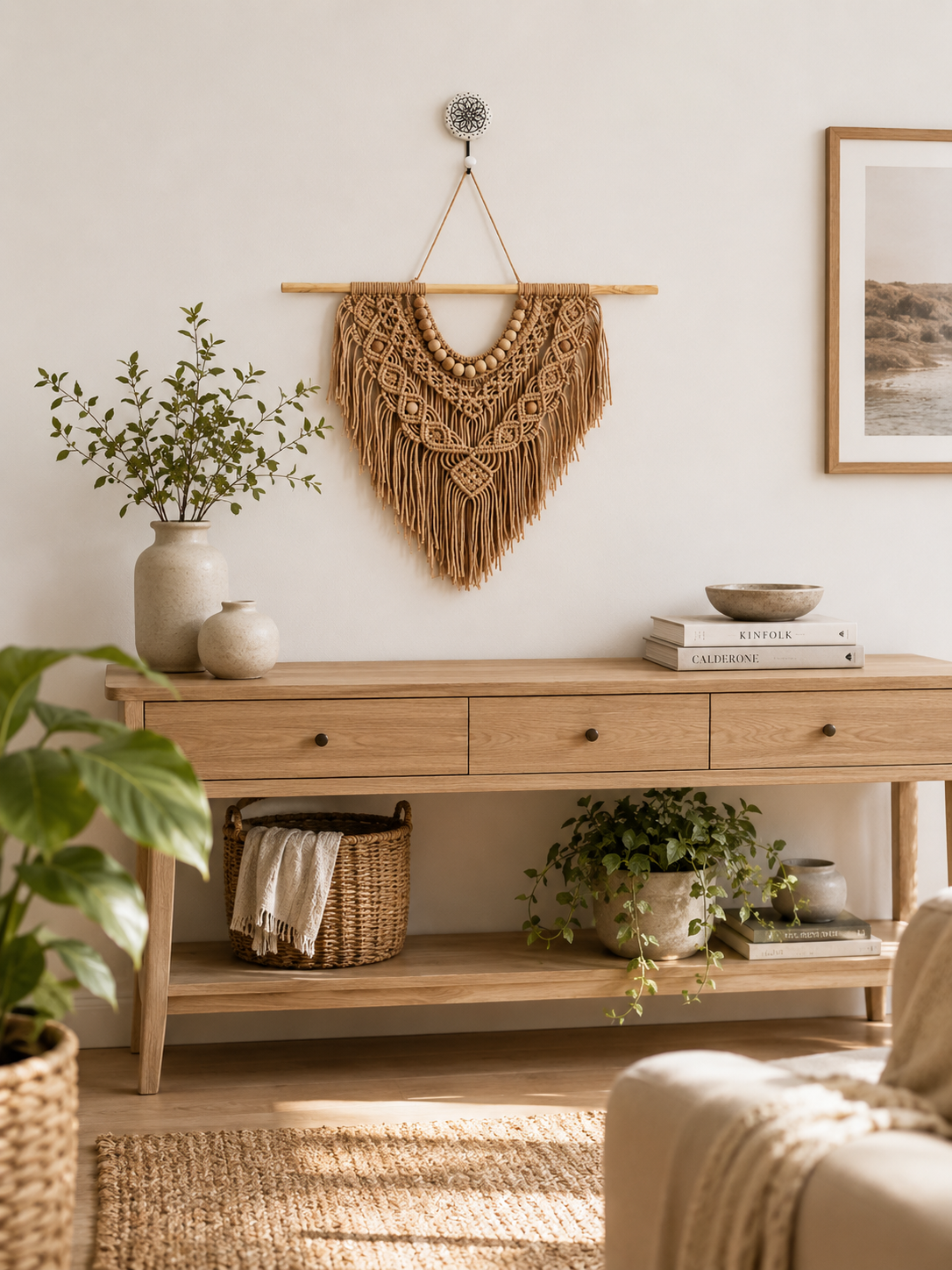 Boho Macramé Wall Hanging – Caramel Brown