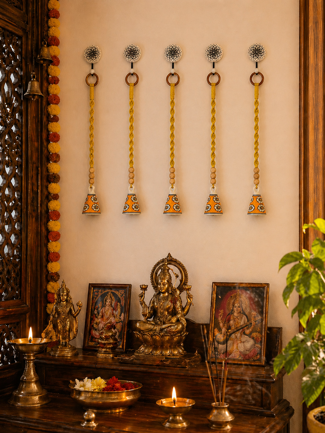 Modern Yellow Cone Bell – Set of 5