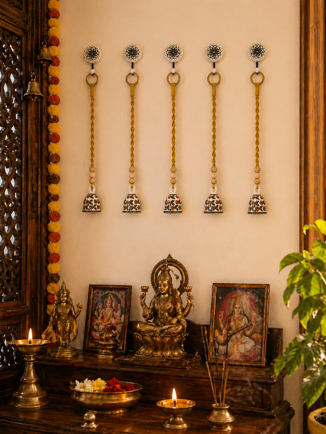 Yellow Floral Single Bell – Set of 5