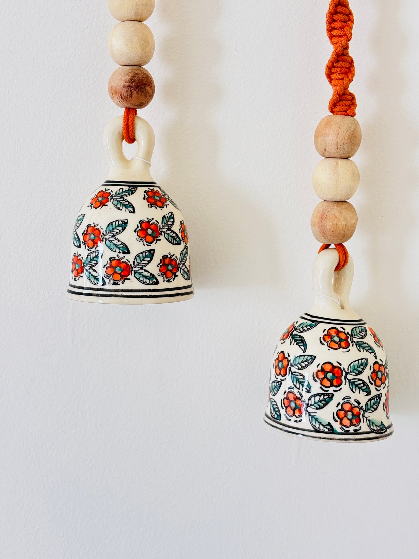 Rust Orange Floral Bell – Set of 2