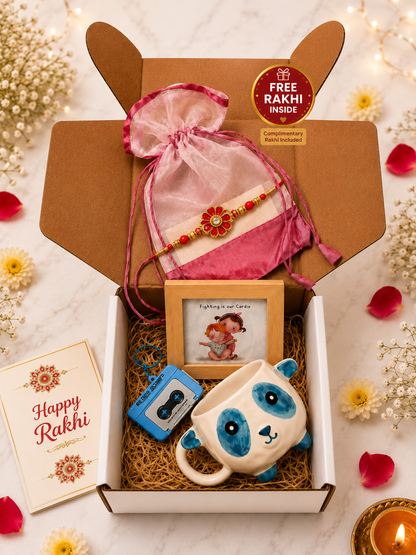 Blue Panda Hugs Rakhi Gift Box