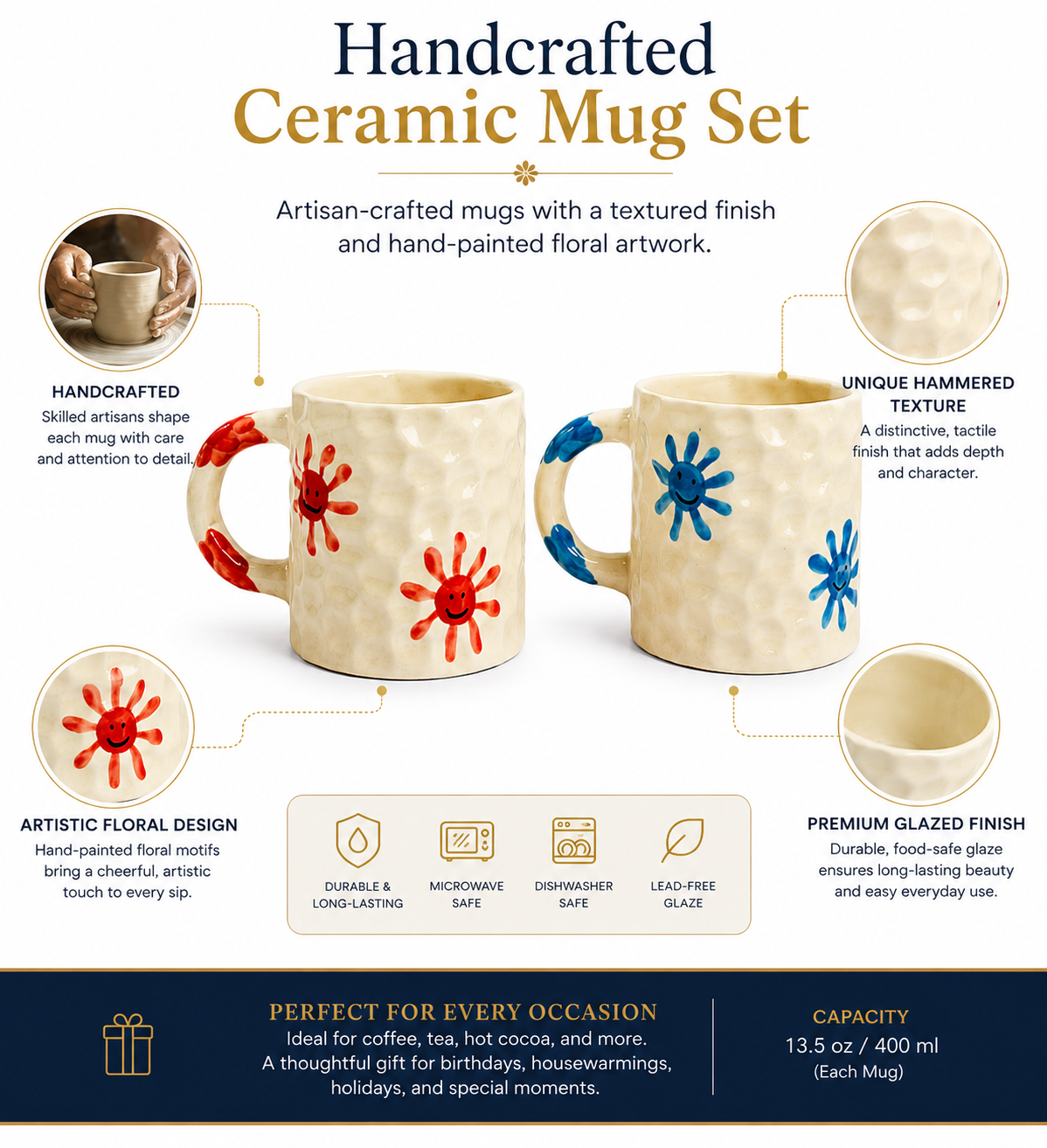 Floral Fun Mug Set – Pack of 2