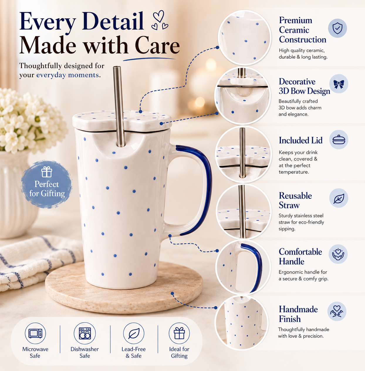 Blueberry Dot Ceramic Sipper – Set of 1