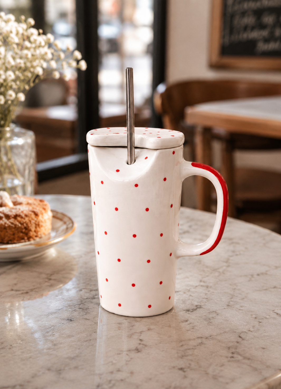 Cherry Dot Ceramic Sipper – Set of 1