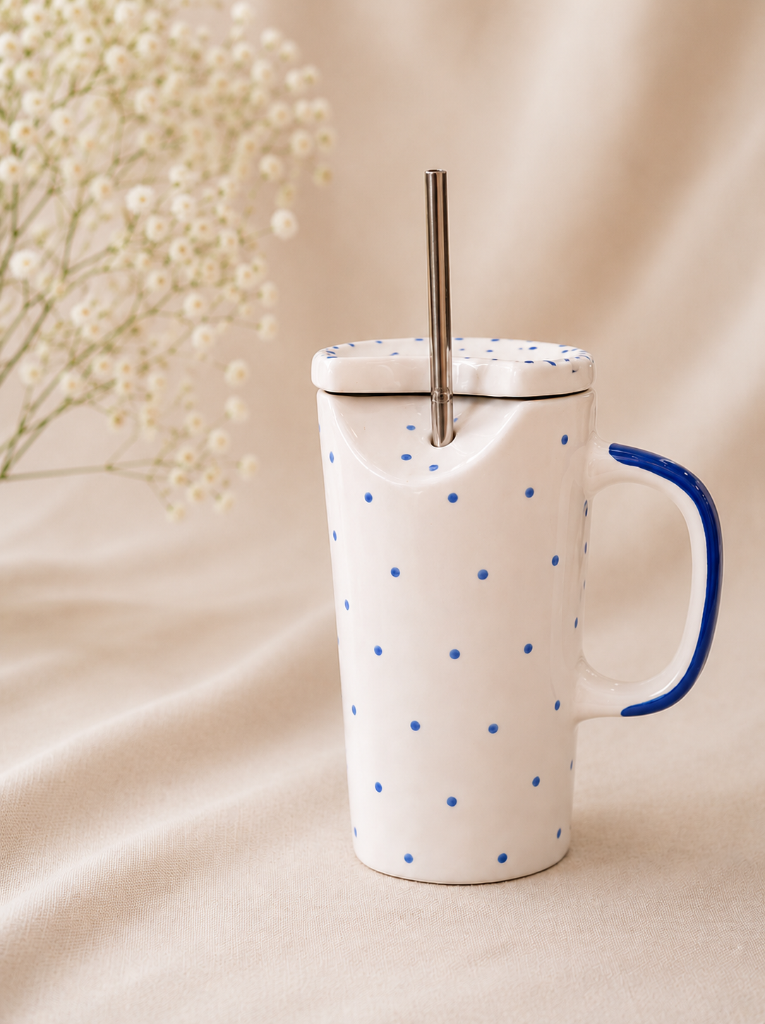 Blueberry Dot Ceramic Sipper – Set of 1