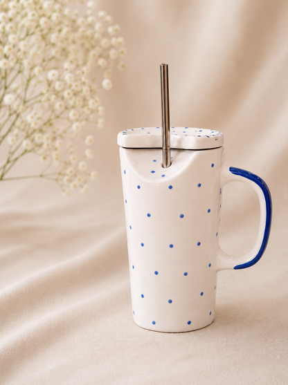Blueberry Dot Ceramic Sipper – Set of 1