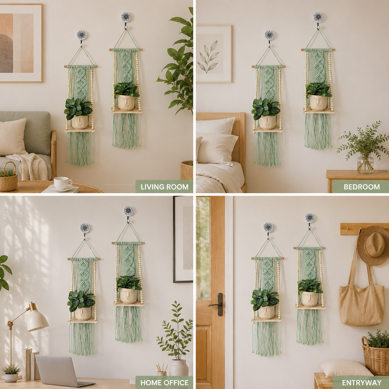 Soul Weave Planter Hanger – Mint Green (Set of 2)