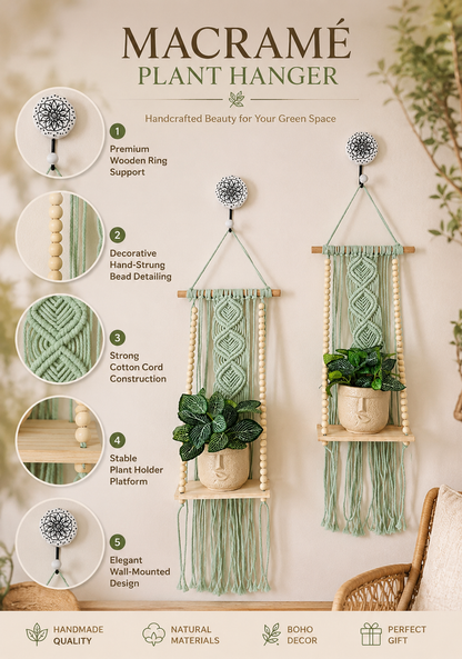 Soul Weave Planter Hanger – Mint Green (Set of 2)