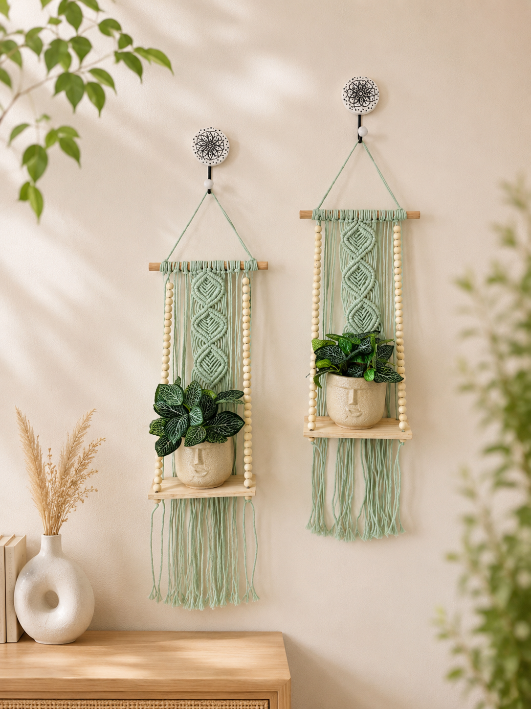 Soul Weave Planter Hanger – Mint Green (Set of 2)