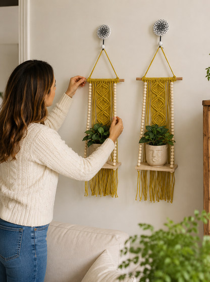 Soul Weave Planter Hanger – Lime Yellow (Set of 2)