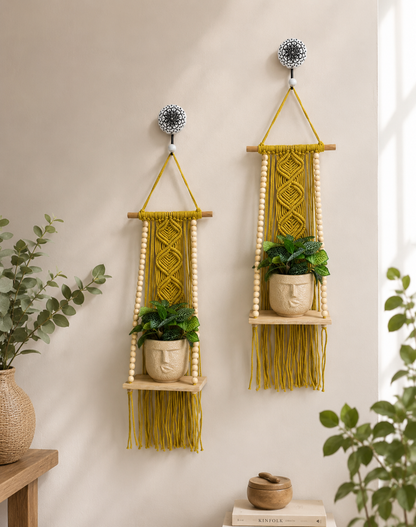 Soul Weave Planter Hanger – Lime Yellow (Set of 2)