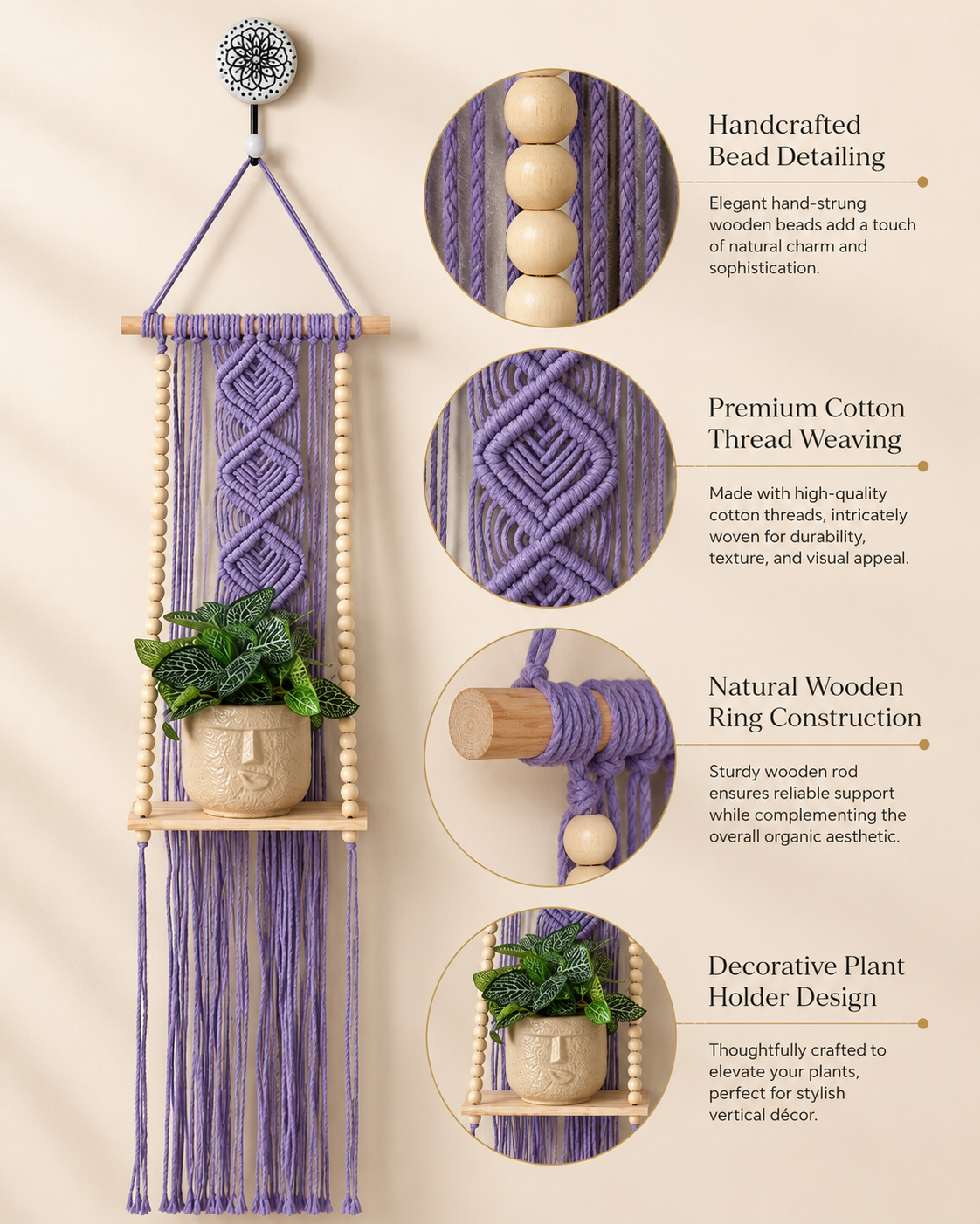 Soul Weave Planter Hanger – Lavender (Set of 2)