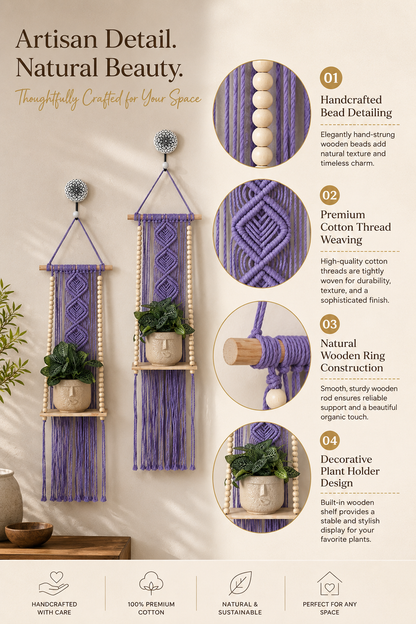 Soul Weave Planter Hanger – Lavender (Set of 2)