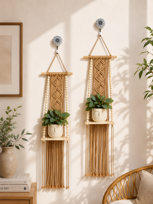 Soul Weave Planter Hanger – Caramel Brown (Set of 2)