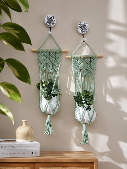 Quiet Corner Hanging Planter Set – Mint Green