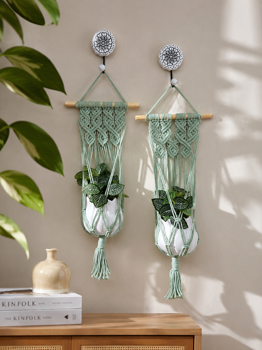 Quiet Corner Hanging Planter Set – Mint Green