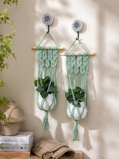 Quiet Corner Hanging Planter Set – Mint Green