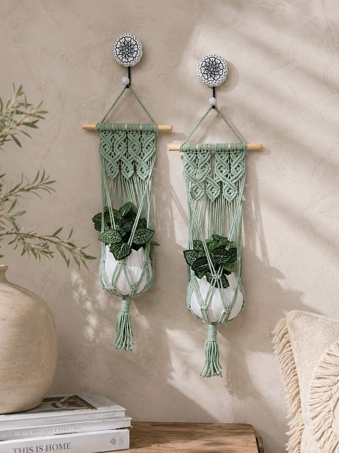 Quiet Corner Hanging Planter Set – Mint Green