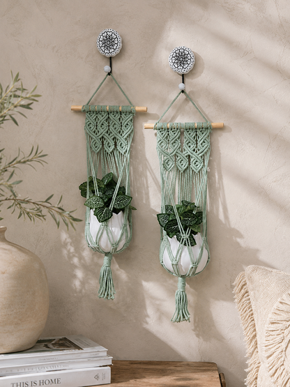 Quiet Corner Hanging Planter Set – Mint Green
