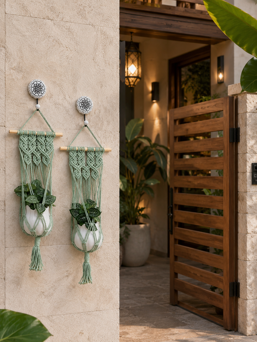 Quiet Corner Hanging Planter Set – Mint Green