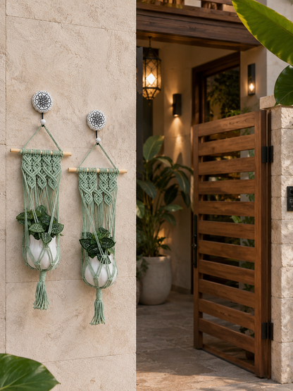 Quiet Corner Hanging Planter Set – Mint Green