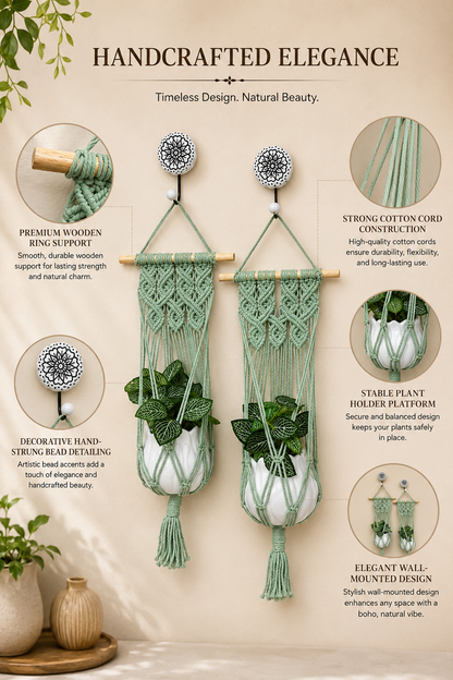 Quiet Corner Hanging Planter Set – Mint Green
