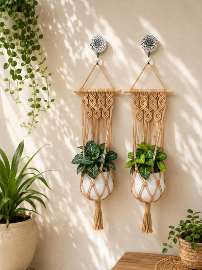 Quiet Corner Hanging Planter Set –  Caramel Brown