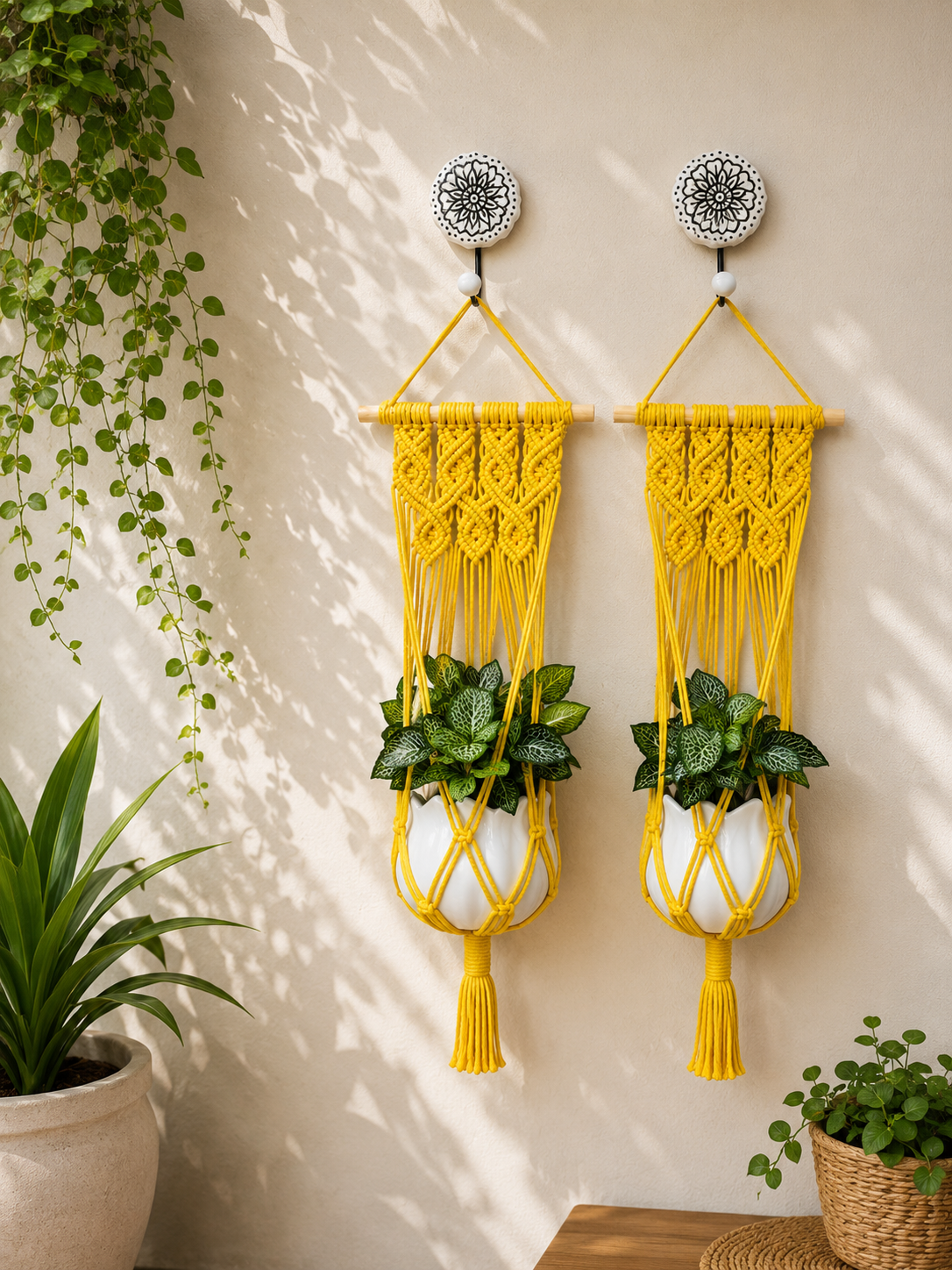 Quiet Corner Hanging Planter Set – Sunflower Yellow