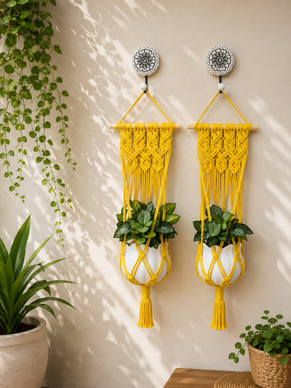 Quiet Corner Hanging Planter Set – Sunflower Yellow