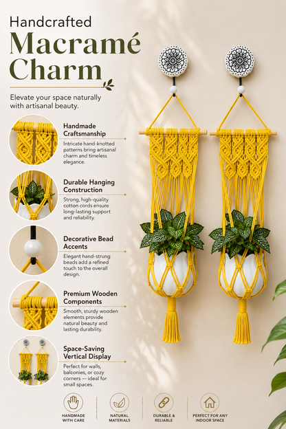Quiet Corner Hanging Planter Set – Sunflower Yellow