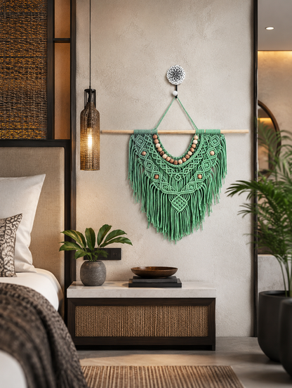 Boho Macramé Wall Hanging – Sage Green
