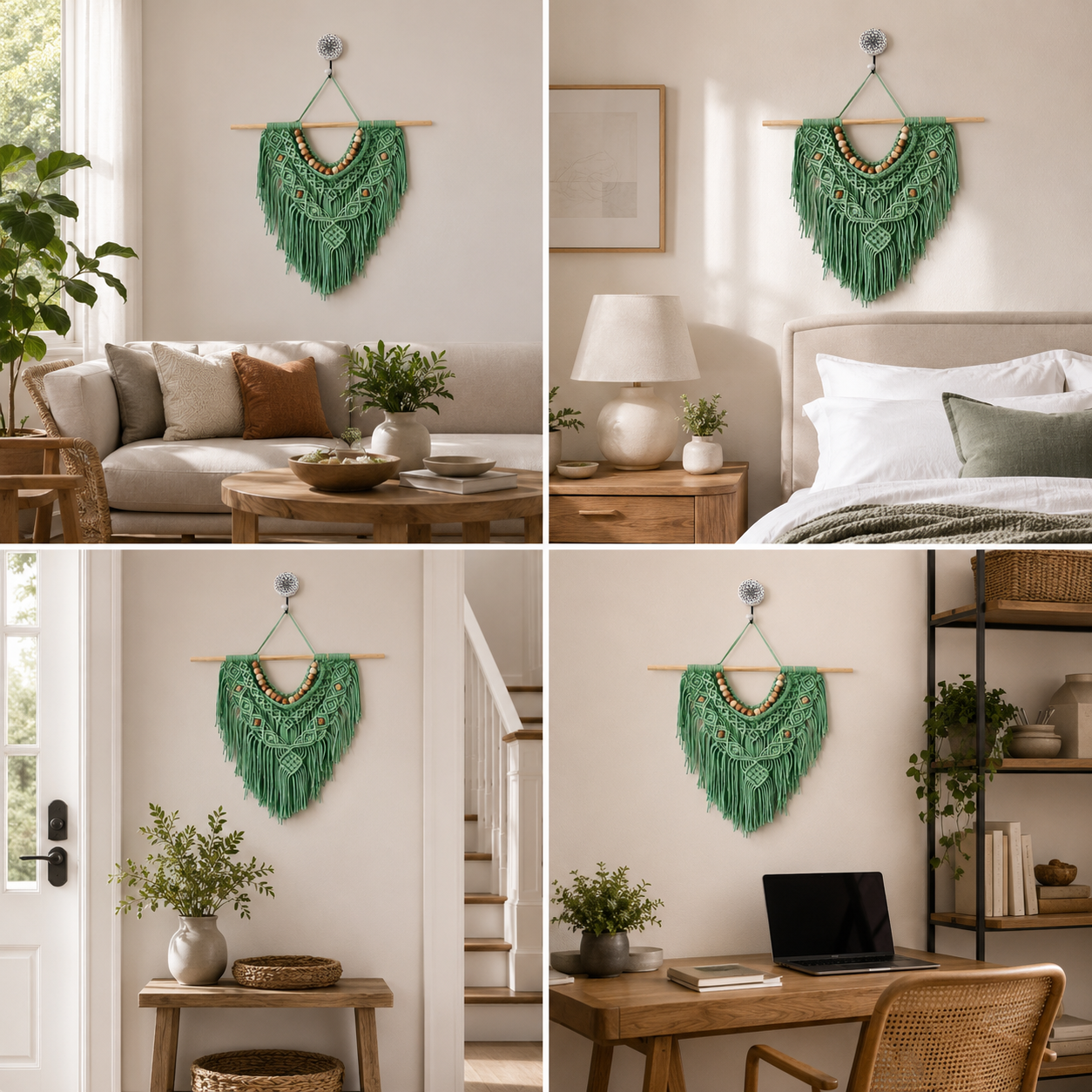 Boho Macramé Wall Hanging – Sage Green