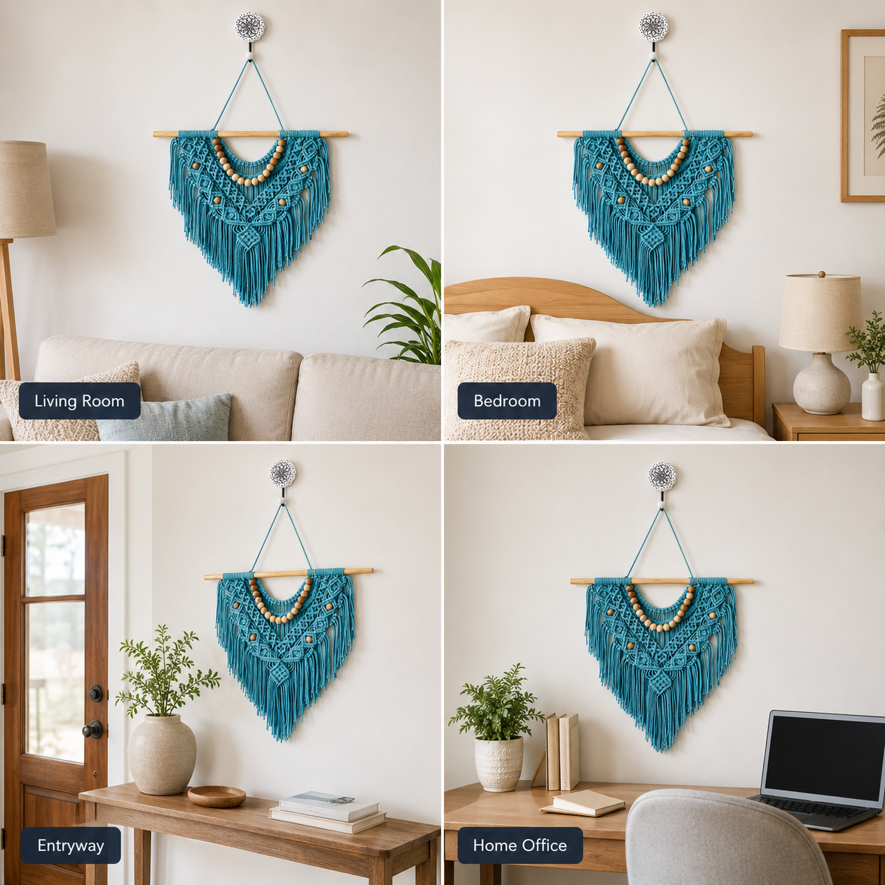 Boho Macramé Wall Hanging – Cloud Blue