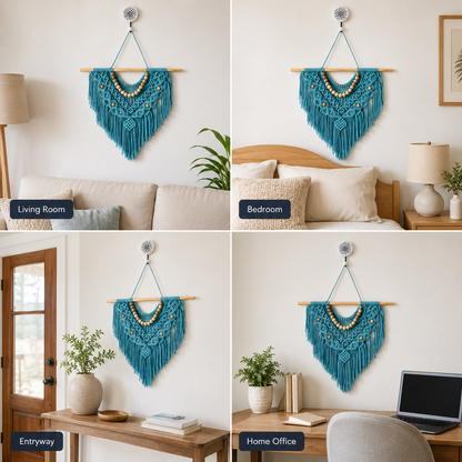 Boho Macramé Wall Hanging – Cloud Blue