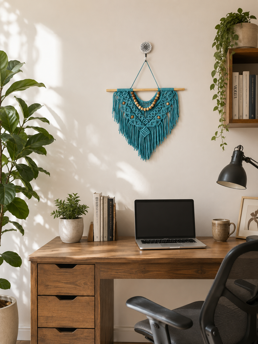 Boho Macramé Wall Hanging – Cloud Blue
