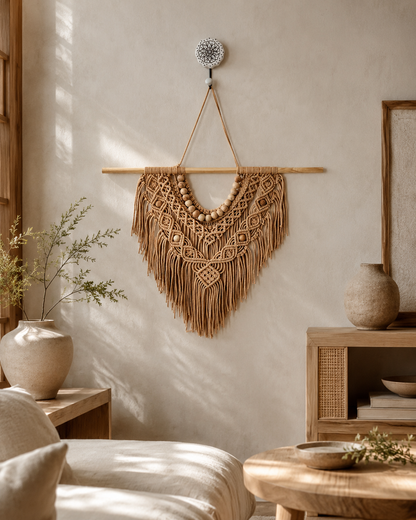 Boho Macramé Wall Hanging – Caramel Brown