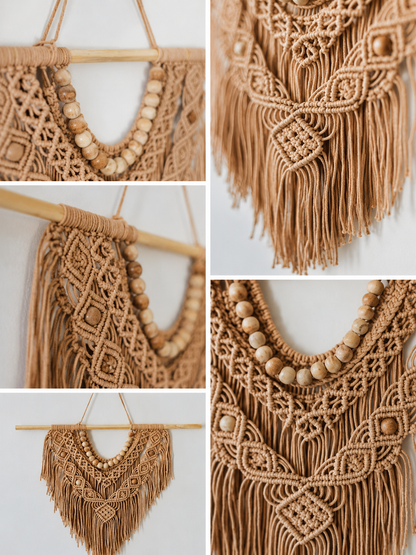 Boho Macramé Wall Hanging – Caramel Brown