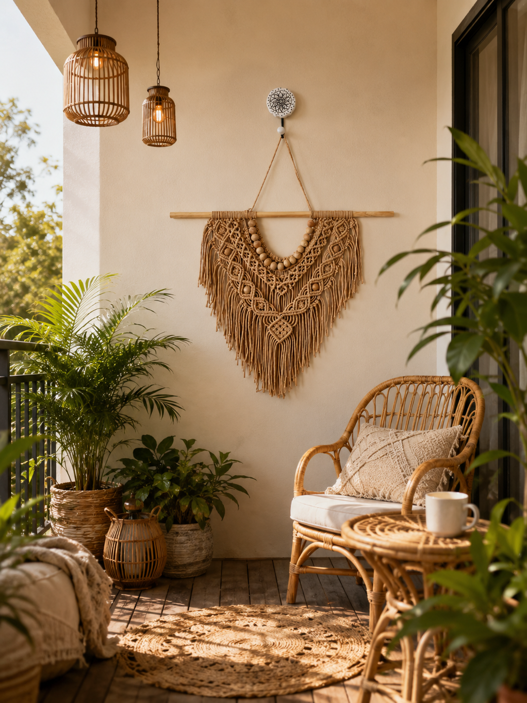 Boho Macramé Wall Hanging – Caramel Brown