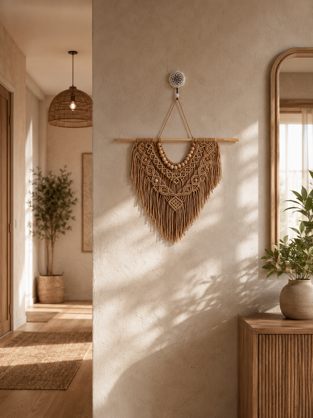 Boho Macramé Wall Hanging – Caramel Brown