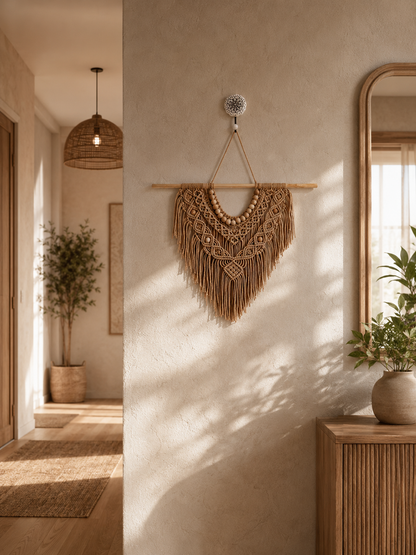 Boho Macramé Wall Hanging – Caramel Brown