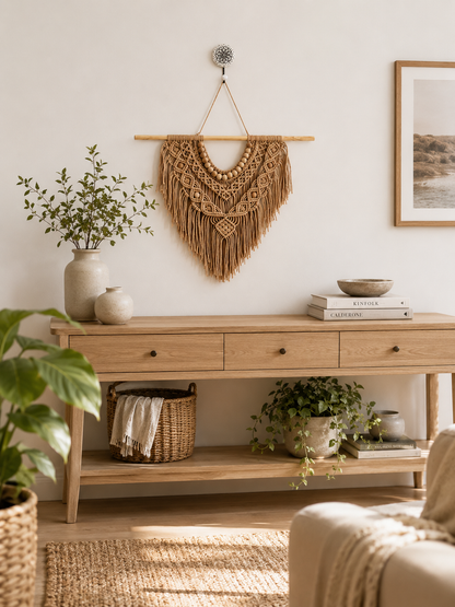 Boho Macramé Wall Hanging – Caramel Brown