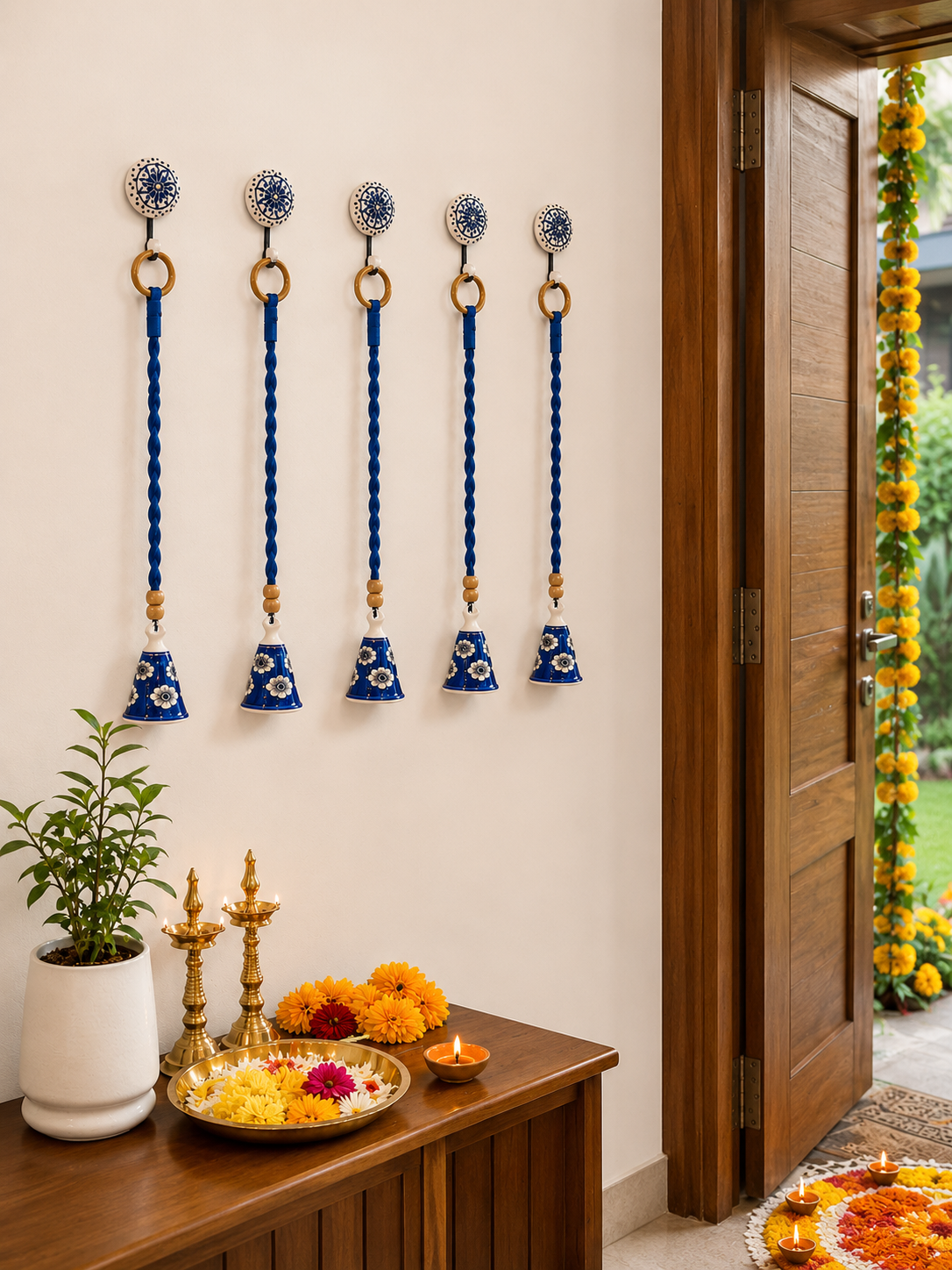 Modern Blue Cone Bell – Set of 5