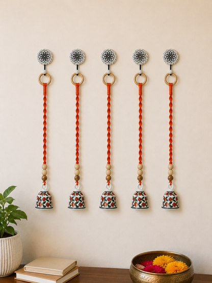 Rust Orange Floral Bell – Set of 5