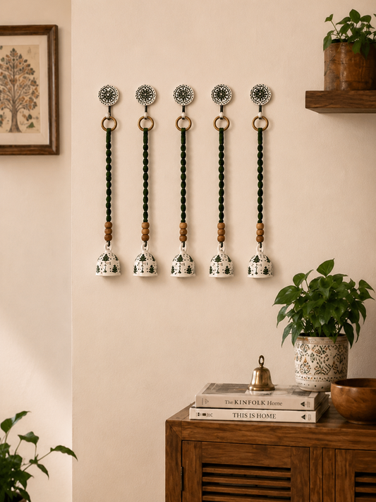 Boho Forest Ceramic Bell – Set of 5