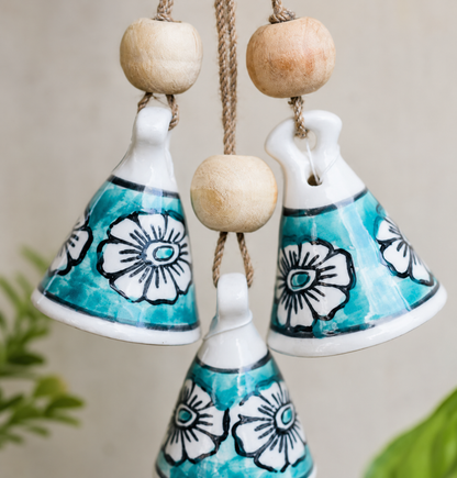 ZenBloom Floral Bell Hanging – Green (Set of 2)