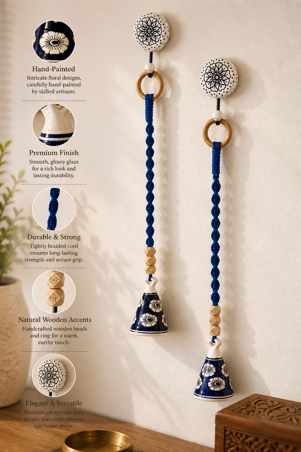 Modern Blue Cone Bell – Set of 2
