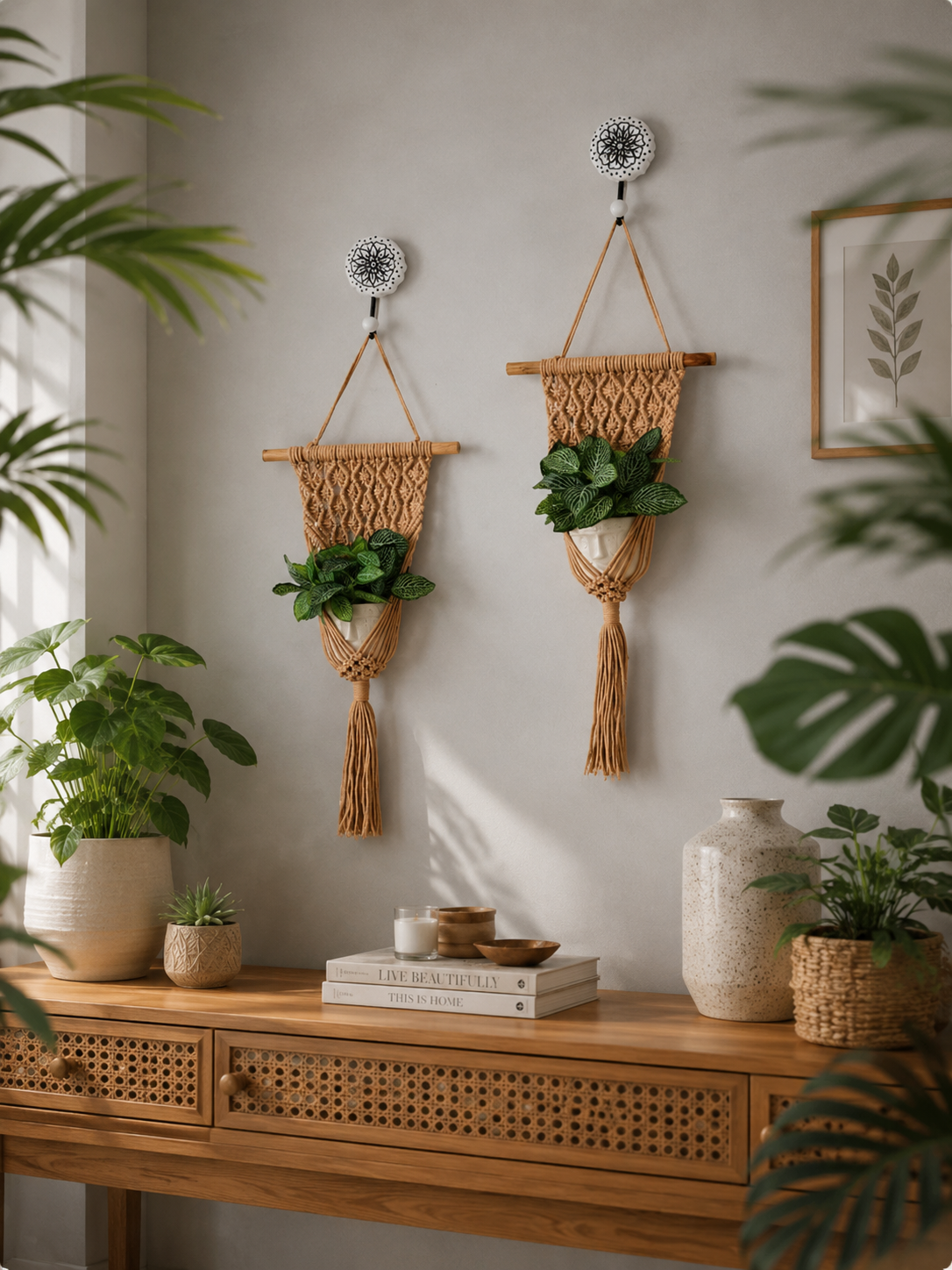Peace Knot Planter Hanger Set – Caramel Brown