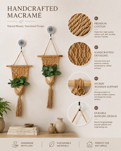 Peace Knot Planter Hanger Set – Caramel Brown