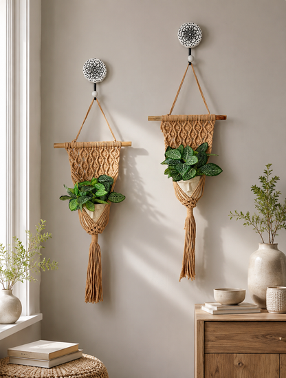 Peace Knot Planter Hanger Set – Caramel Brown