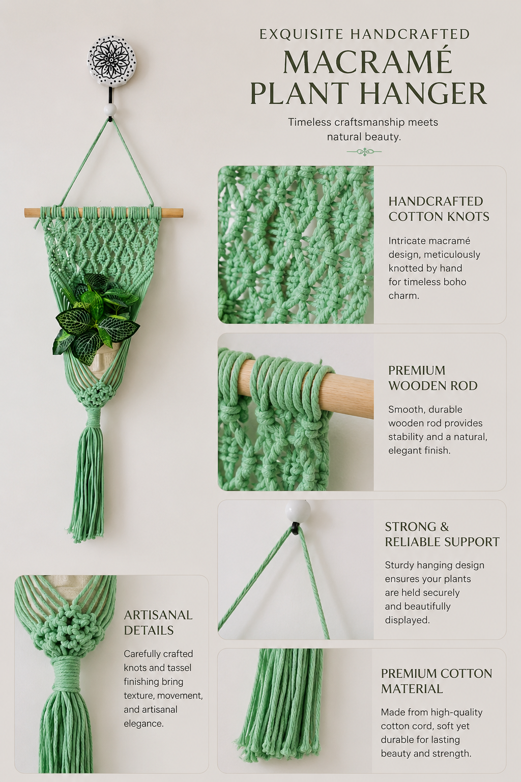 Peace Knot Planter Hanger Set – Mint